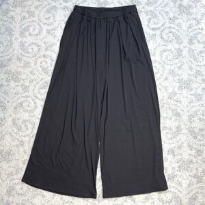 Cider Women's Black Ribbed Stretch Wide Leg Pants Size 0XL NEW NWT‎